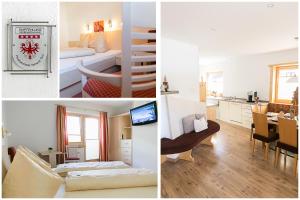 a collage of photos of a hotel room at Appartement Carmen in Sölden