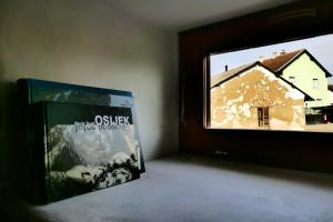 Zimmer mit einem TV und einem Bild eines Hauses in der Unterkunft House of LoVra in Kneževi Vinogradi + 26 Fotos