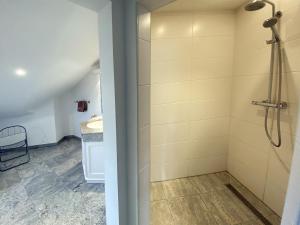 ヘリングスドルフにあるVilla Caprivi - Ferienwohnung 11 Cのバスルーム(シャワー、シンク付)