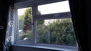 a window with a view of a bush at BED AT BOWBRIDGE, Centre town in Newark upon Trent