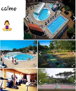 un collage de cuatro fotos de una piscina en vsp arbousiers B07 en Léon