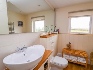 a bathroom with a sink and a toilet at Bank House in Newcastle Emlyn +26 photos