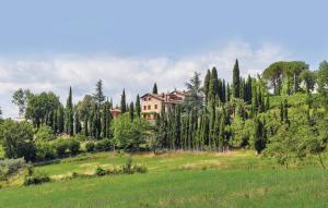 una casa en una colina con árboles y un campo en Danya Country Villa en Sansepolcro