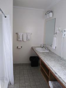 a bathroom with a sink and a mirror at Centennial Motel in Buckhannon