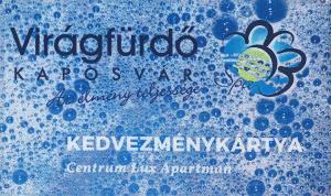 Certifikát, hodnocení, plakát nebo jiný dokument vystavený v ubytování Centrum Lux Apartman