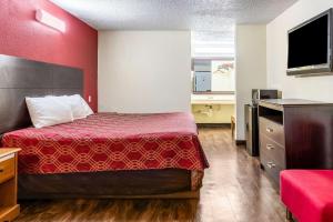 a small room with a bed and a tv at Econo Lodge Knoxville West - Turkey Creek in Knoxville +14 photos