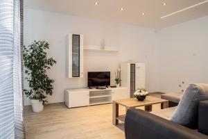a living room with a couch and a television at Bilić S in Dugi Rat