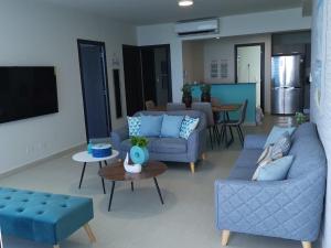 A seating area at Ocean 3, Playa Blanca
