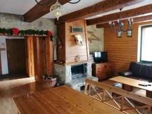 sala de estar con chimenea y sofá en Grey Cat en Liptovský Mikuláš