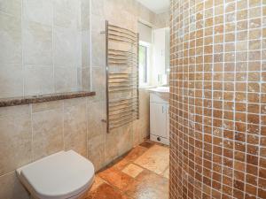 un bagno con un water e un lavandino di Tyn Morfa a Pwllheli Altre 22 foto