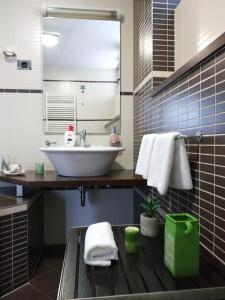 澤尼察的住宿－Hotel Richi，浴室配有盥洗盆和带盥洗盆的台面