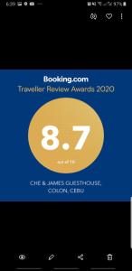 Certifikát, hodnocení, plakát nebo jiný dokument vystavený v ubytování CHE & JAMES FEMALE GUEST House COLON, CEBU