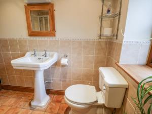 a bathroom with a toilet and a sink at Chapel Cottage in Stonehouse +11 photos