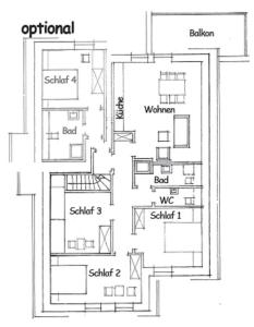 Půdorys ubytování Ferienwohnung Feldblick