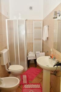 a bathroom with a toilet and a sink at B&B Mitzixeddas Sa Domu de Braxia in Màndas