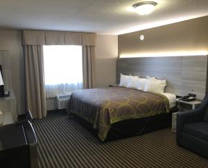 a hotel room with a bed and a window at DuPont Suites - Louisville - St. Matthews in Louisville