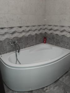 a white bath tub with a faucet in a bathroom at Luxury Daniel Apartament Residence Militari in Roşu +22 photos