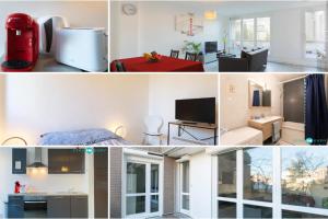 a collage of photos of a living room and a bedroom at Stay In Evry in Courcouronnes