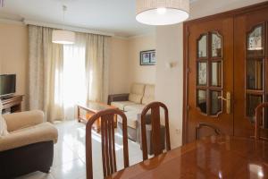 a living room with a table and a couch at Apartamentos Turisticos Avila Villa Carmen II in Avila +13 photos