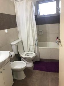 ein Badezimmer mit einem WC, einer Badewanne und einem Waschbecken in der Unterkunft Lujoso Dpto en Zona Norte in Salta