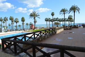 a view of the beach and palm trees at Aloha Playa Primera in Benalmádena