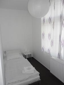 Rúm í herbergi á bike-Hotel Měděnec