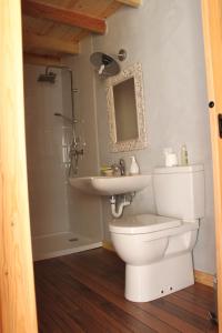 un baño con inodoro y lavabo en Eco Urbion, en Duruelo de la Sierra