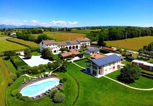 an aerial view of a large estate with a swimming pool at Col Delle Rane in Caerano di San Marco