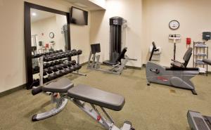 a fitness room with a gym with cardio equipment at Holiday Inn Express Topeka North, an IHG Hotel in Topeka