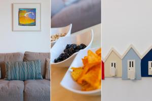 a collage of pictures with a plate of food and a house at SeaCrest 1 in St Ives