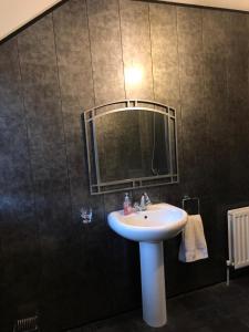 a bathroom with a sink and a mirror at Glendona Lodge in Glenavy