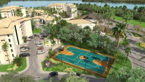 une vue aérienne d'une maison avec piscine dans l'établissement Ilhas do Lago Eco Resort, à Caldas Novas