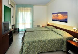ein Hotelzimmer mit Bett und Fernseher in der Unterkunft B e B Firenze in Santa Maria a Monte