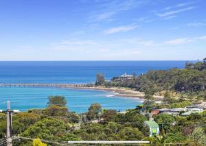 a view of a beach and the ocean at Bay Views Lorne in Lorne