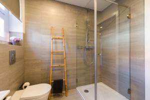 a bathroom with a shower and a toilet and a ladder at Carmo Apartments in Lisbon +52 photos
