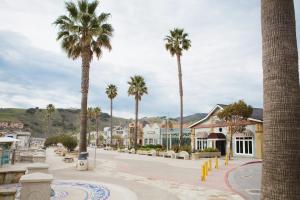 a town with palm trees and houses on a street at 356 Front Street in Avila Beach