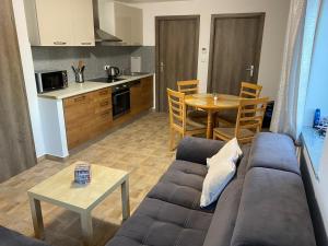 Kuchyň nebo kuchyňský kout v ubytování Apartmány Míra