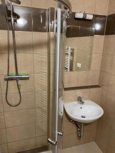 Koupelna v ubytování Apartmány Míra