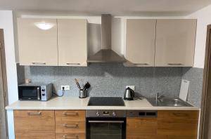 Kuchyň nebo kuchyňský kout v ubytování Apartmány Míra