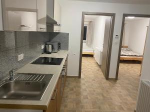 Kuchyň nebo kuchyňský kout v ubytování Apartmány Míra