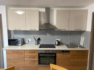 Kuchyň nebo kuchyňský kout v ubytování Apartmány Míra