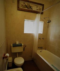 a bathroom with a toilet and a bath tub at Fountain Baths Guest Cottages in Barberton