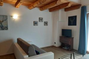 a living room with a couch and a television at Casa Vacanze Roure " BAITA PECIT PARI" in Roure Turin