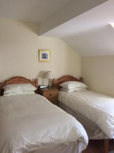 two beds sitting next to each other in a bedroom at TAN Y GRAIG in Meifod