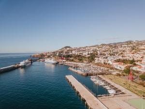 an aerial view of a harbor with boats in the water at Funchal Lounge Apartment by Amazing Madeira in Funchal
