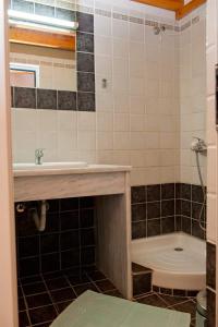 a bathroom with a sink and a toilet at Haris apartments in Koukounaries +9 photos