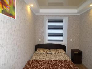 1 dormitorio con cama y ventana en Apartment en Kropyvnytskyi