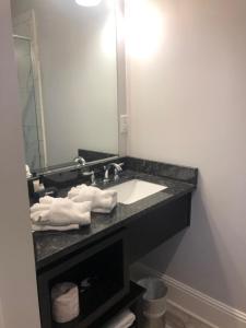 a bathroom with a sink and a mirror at Talbott Tavern and Inn in Bardstown