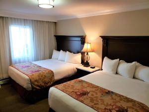 una camera d'albergo con due letti e una finestra di Arbutus Inn a Victoria