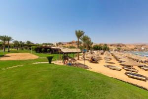 a beach with chaise lounges and a playground at Xperience St. George Sharm El Sheikh in Sharm El Sheikh